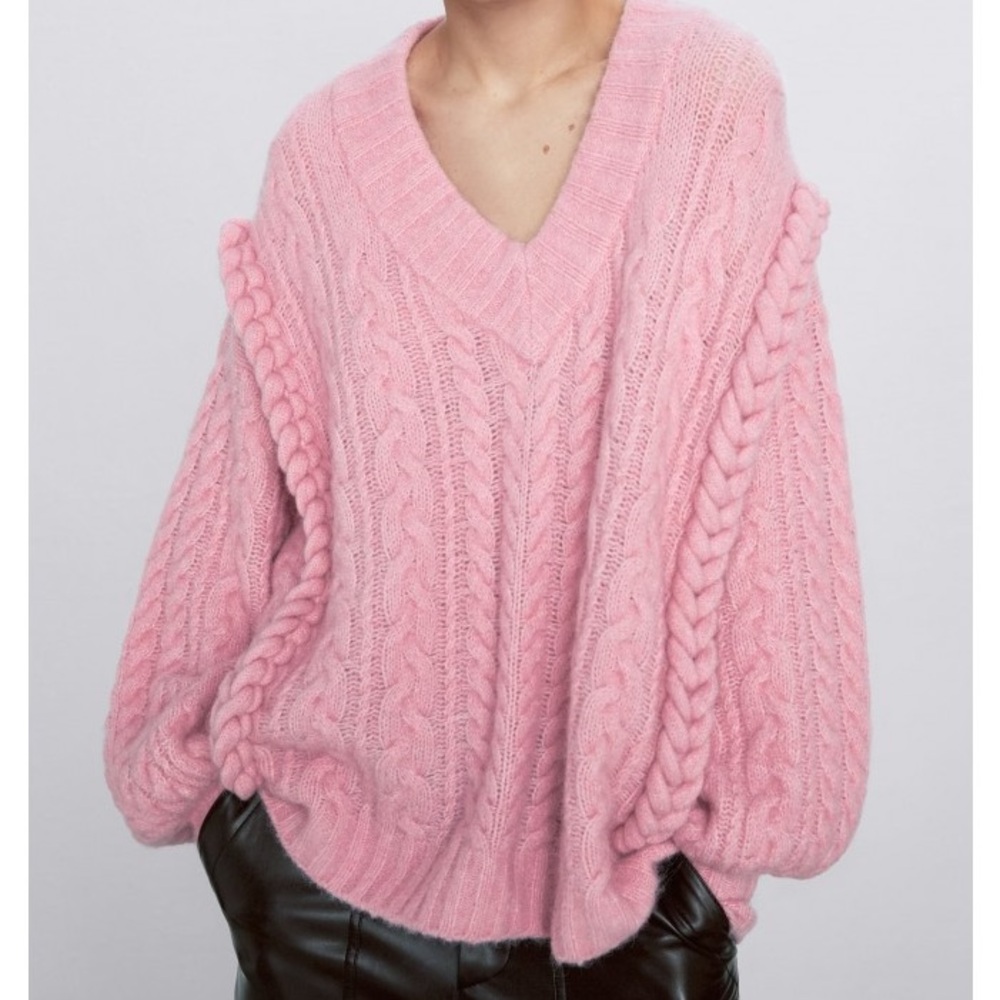 Zara Pink V-Neck Sweater
